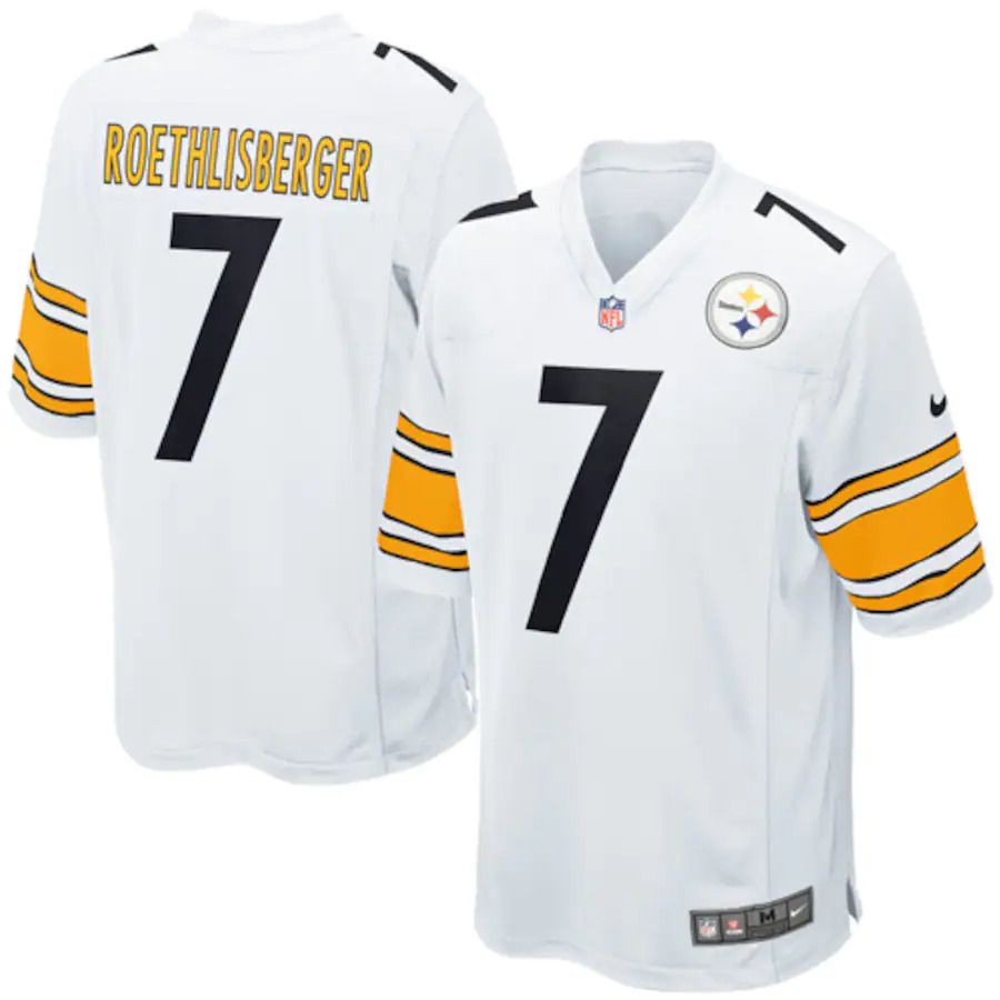 Men Pittsburgh Steelers 7 Ben Roethlisberger Nike White Game Team NFL Jersey